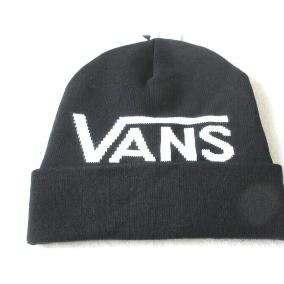 Vans Unisex Breaking Curfew Black White Logo Cuff Beanie Skull Cap Hat OSFA NWT - Picture 3 of 3